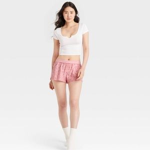 Pink Women's Animal Print Foldover Waistband Boxer Shorts - Colsie Small NWT